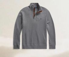 Polo Ralph Lauren Luxury Jersey Herringbone Quarter-Zip Pullover, Grey