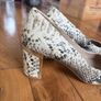DKNY snake skin effect cream shoe w gold touch on heel Image 3