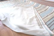 Good quality curtains creamy cream beige striped egg blue 164 x 229 cm