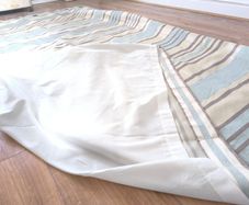 Good quality curtains creamy cream beige striped egg blue 164 x 229 cm