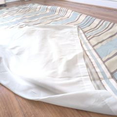 Good quality curtains creamy cream beige striped egg blue 164 x 229 cm