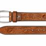 Unisex Genuine Leather Belt Vintage Embossed Design with Antique Buckle Casual & Formal Waist Belt Image 6