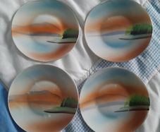 SAUCERS - Hand Painted - Japanese x 4