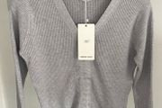 jumper grey vneck drawstring front jumper Bnwt