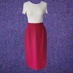 VINTAGE 1980s magenta pink high waist midi skirt Made in Ireland S 10 Barbiecore
