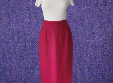VINTAGE 1980s magenta pink high waist midi skirt Made in Ireland S 10 Barbiecore