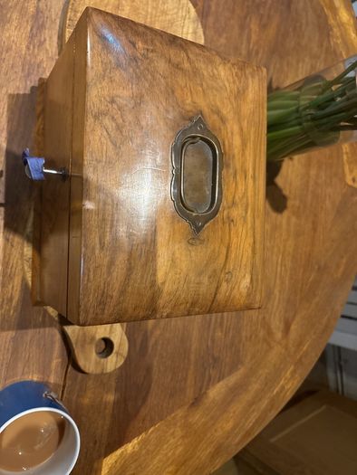 antique walnut box with key