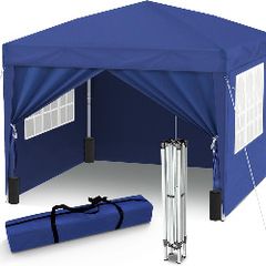 3x3m Pop Up Gazebo Tent with Side Walls 4 Weight Bags And Carry Case Blue