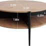 Wood Round Coffee Table with 2 Tier Storage Partitioned Shelf Industrial Modern Design Sofa Table for Living Room Image 5