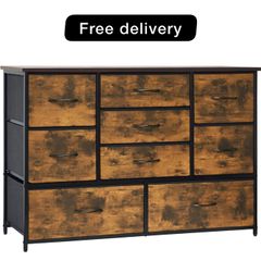Chest of Drawers for Bedroom, 9 Drawer Fabric Dresser Storage Organizer