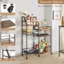Bar Cart with Wine Rack and Glass Holder, Large Drinks Trolley with Storage for Liquor, Whiskey, Mini Bar  Freestanding Bar Stand for Kitchen, Dining Room or Home Decor Image 6