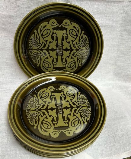 Arklow Pottery Tree Of Life Green side plates