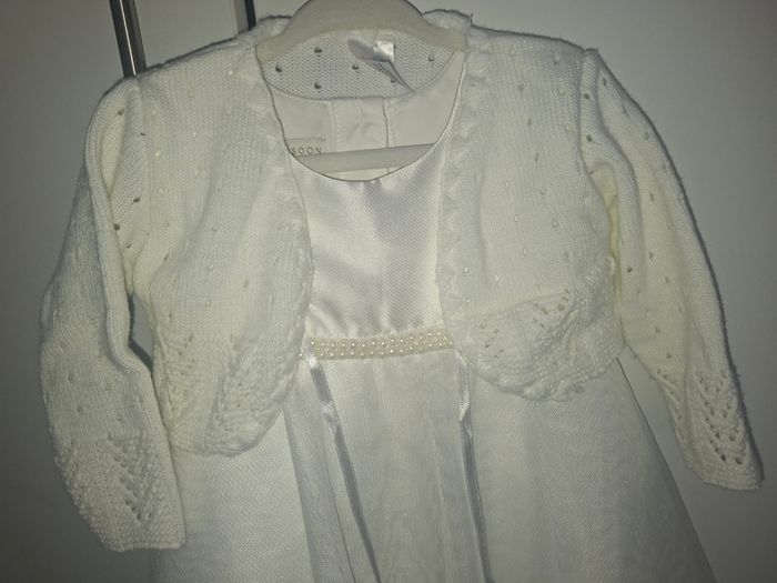 Monsoon Christening dress, headband and Cardigan