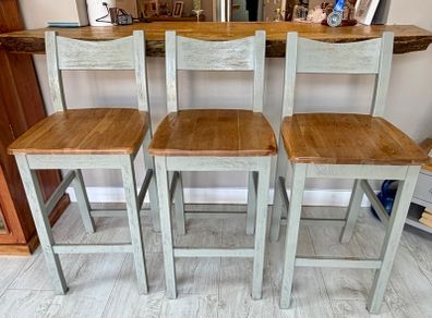 Danube solid Oak Bar Stool painted French Grey