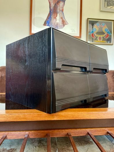 Vintage VHS VCR Cassette Holder Storage Case 40 Tapes Faux Wood Grain 1980 90s