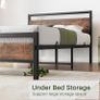 King Size Bed Frame with Wood Headboard,Heavy Duty Metal Platform Image 7