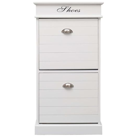 Shoe Cabinet White 50x28x98 cm Paulownia Wood