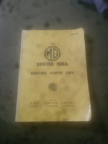 MG Series MGA Service parts list