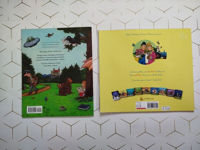 Julia Donaldson books: Paper dolls, the scarecrows wedding, Charlie Cook's favourite book, Tyrannosaurus drip