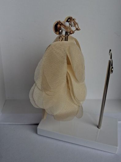 Cream Vanilla Juilette Cascading Floral Petal Clip On Earrings