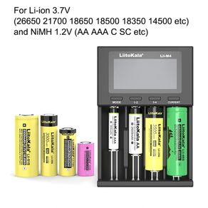 LiitoKala Lii-M4 18650 LCD Display Smart Charger Test Capacity Suitable For 3.7V 26650 18350 21700 18500 1.2V AA AAA 4 Slots
