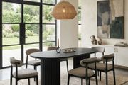 Black Extending Dining Table  Round to Oval Design  100-180cm