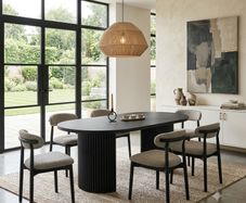 Black Extending Dining Table  Round to Oval Design  100-180cm