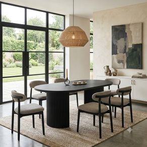 Black Extending Dining Table  Round to Oval Design  100-180cm