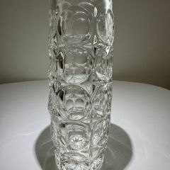 1920s Brockwitz Clear Pressed Glass Cylinder Vase (Moonprint Star Pattern)
