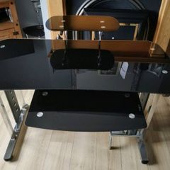 Black Tempered Glass computer desk