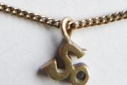Vintage Sterling Silver 925 Gold Plated -So- Pendant Necklace length 15" - 1,9g