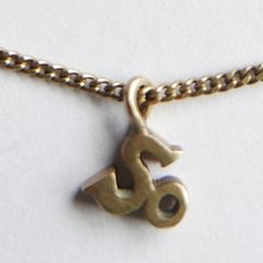 Vintage Sterling Silver 925 Gold Plated -So- Pendant Necklace length 15" - 1,9g