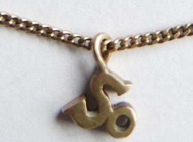 Vintage Sterling Silver 925 Gold Plated -So- Pendant Necklace length 15" - 1,9g