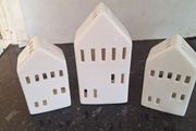 Three lovely ceramic tea light holders
