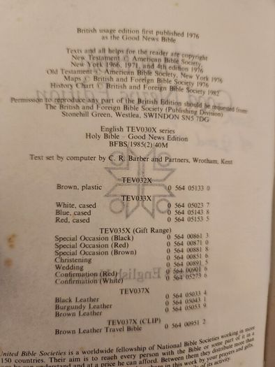 Holy Bible  Good News Edition. 350 Pages. In Good Condition. 38.