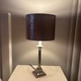 Silver Table Lamp with pink textured shade Image 2
