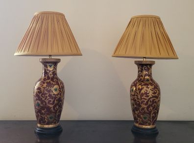 Vintage pair of chinoiserie table lamps