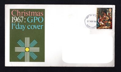 1967 Great Britain 3d (The Adoration of the Shepherds (school of Seville)) Christmas Commemorate Stamp Addressed First Day Cover (FDC)