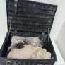 Black wicker picnic basket with leather straps Image 5
