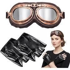 Vintage Motorcycle Goggles With Glove