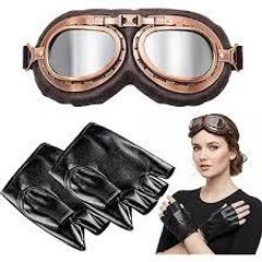 Vintage Motorcycle Goggles With Glove