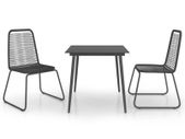 3 Piece Garden Dining Set PVC Rattan Black