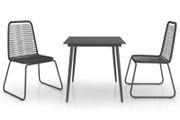 3 Piece Garden Dining Set PVC Rattan Black