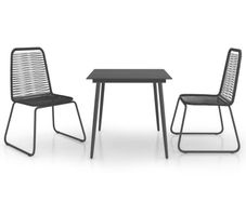 3 Piece Garden Dining Set PVC Rattan Black