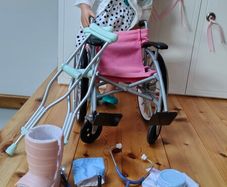 Our Generation Doll Heals on Wheels hospital wheelchair set with all accessories