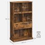 _Bookcase, with 4 levels, bookcase, standing shelf, with label holders and one drawer, for office, living room, bedroom, 67.5 x 30 x 120 cm, vintage brown Image 4