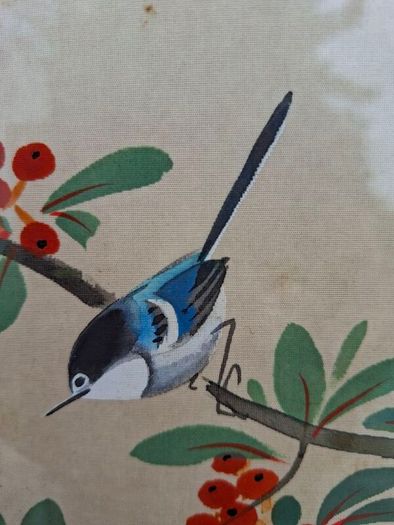 Vintage East Asian Silk Handpainted Painting
