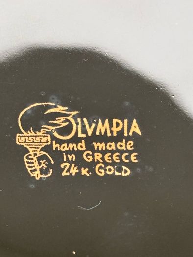 Vintage Olympia Greek Ceramic Wall Plate - 24K Gold Trim - Mint Condition (20cm)
