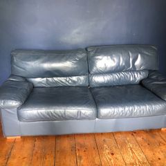Navy Leather Couch