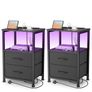Set of 2 Bedside Table with Charging Station 40cm Image 8